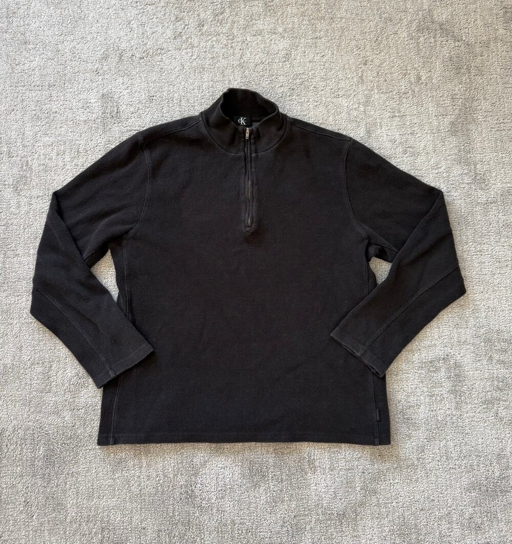 Calvin Klein Quarter-Zip Pullover Sweater - Black - Size Large